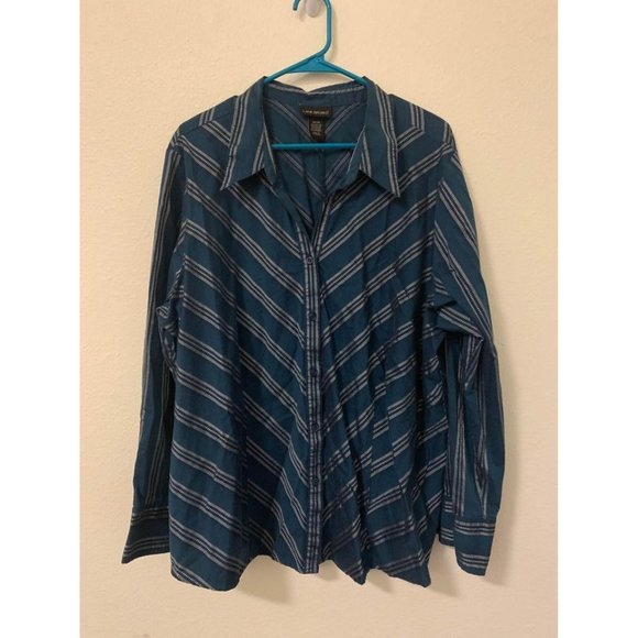 Lane Bryant Tops - Lane Bryant Button Down Blouse Womens Size 22/24 Blue Business Casual LS2